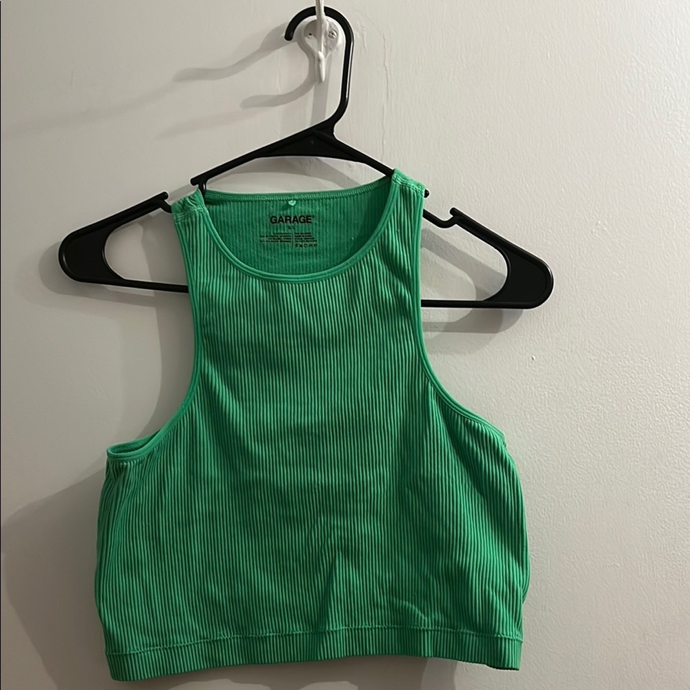 Garage Vibrant Green Sleeveless Ribbed Top